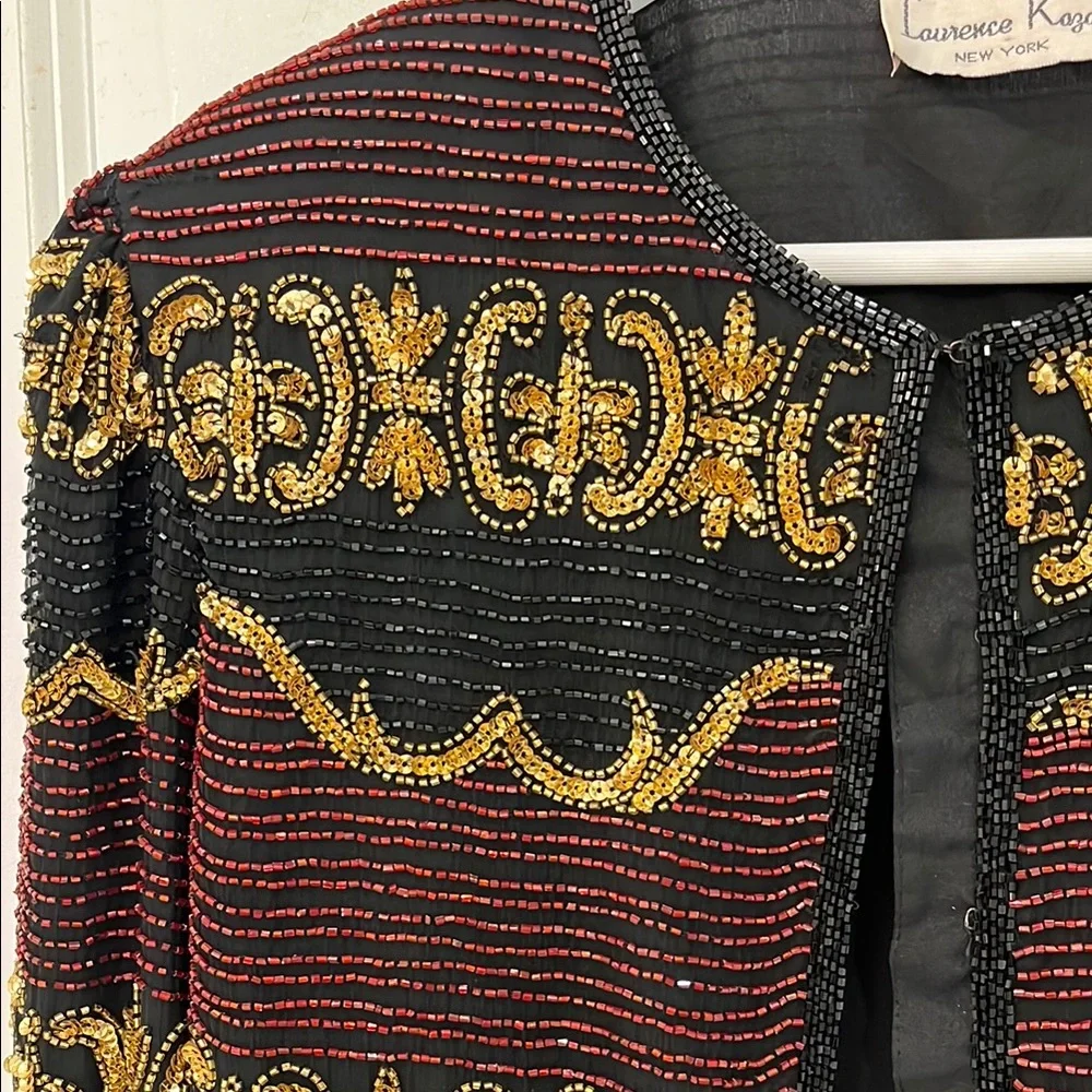 Laurence Kazar Black,burgundy, and Gold Ornate Blazer - Picture 3 of 9